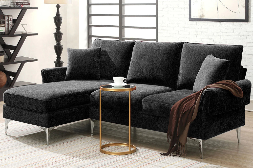 84" Chenille L-Shaped Convertible Sectional Sofa with Reversible Chaise Lounge O121516