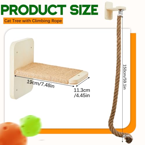 Wall Mounted Cat Tree with Scratching Post K122