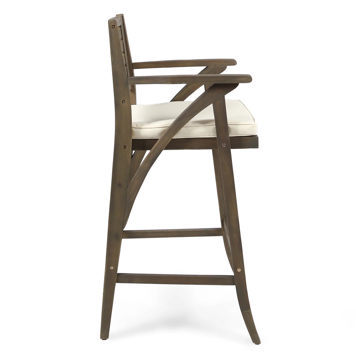 Acacia Wood Outdoor Barstool with Cushion Q5958