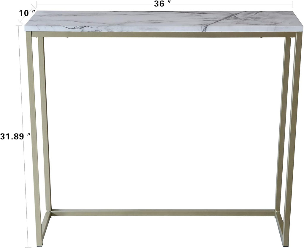 Faux Marble Console Table with Gold Metal Frame S9151