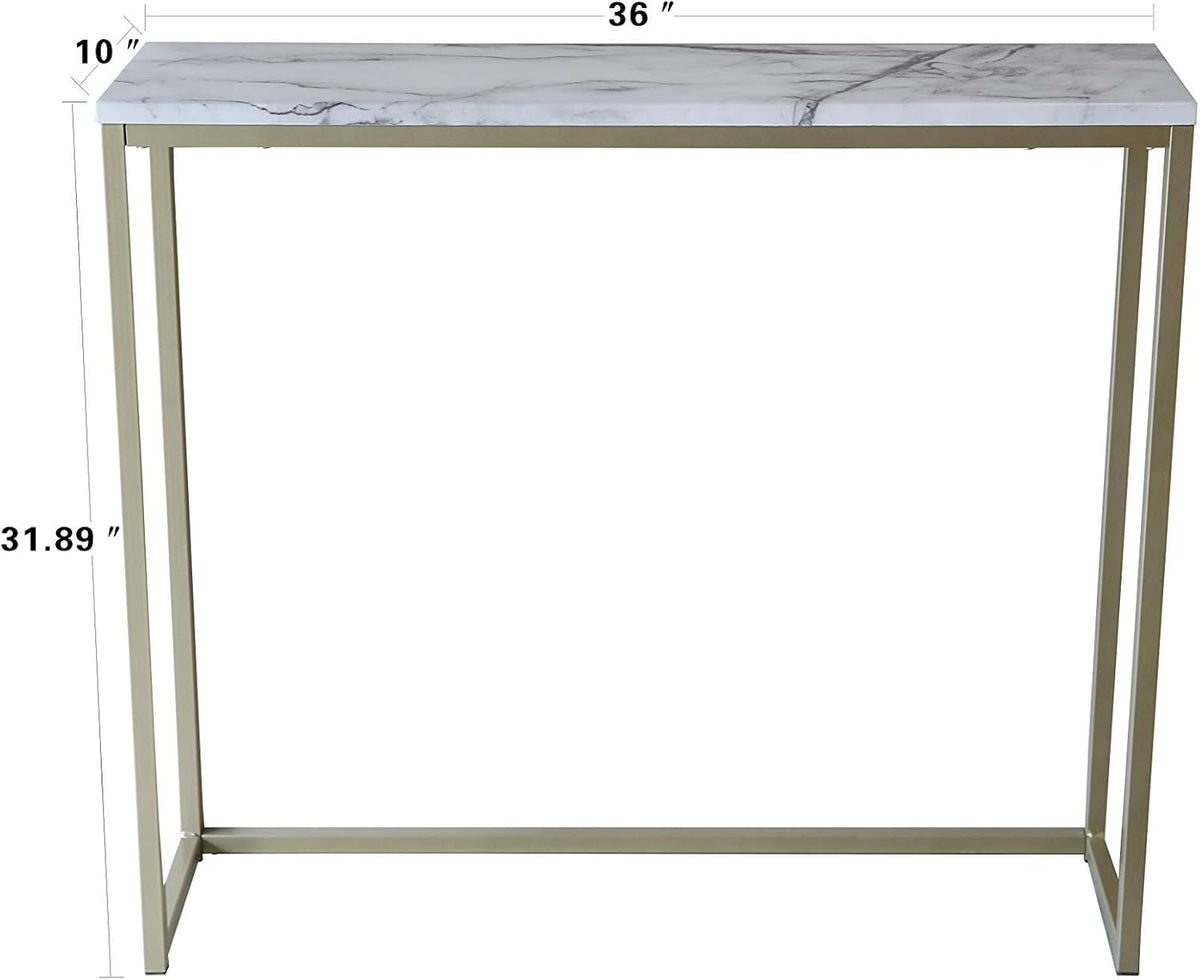 Faux Marble Console Table with Gold Metal Frame S9151