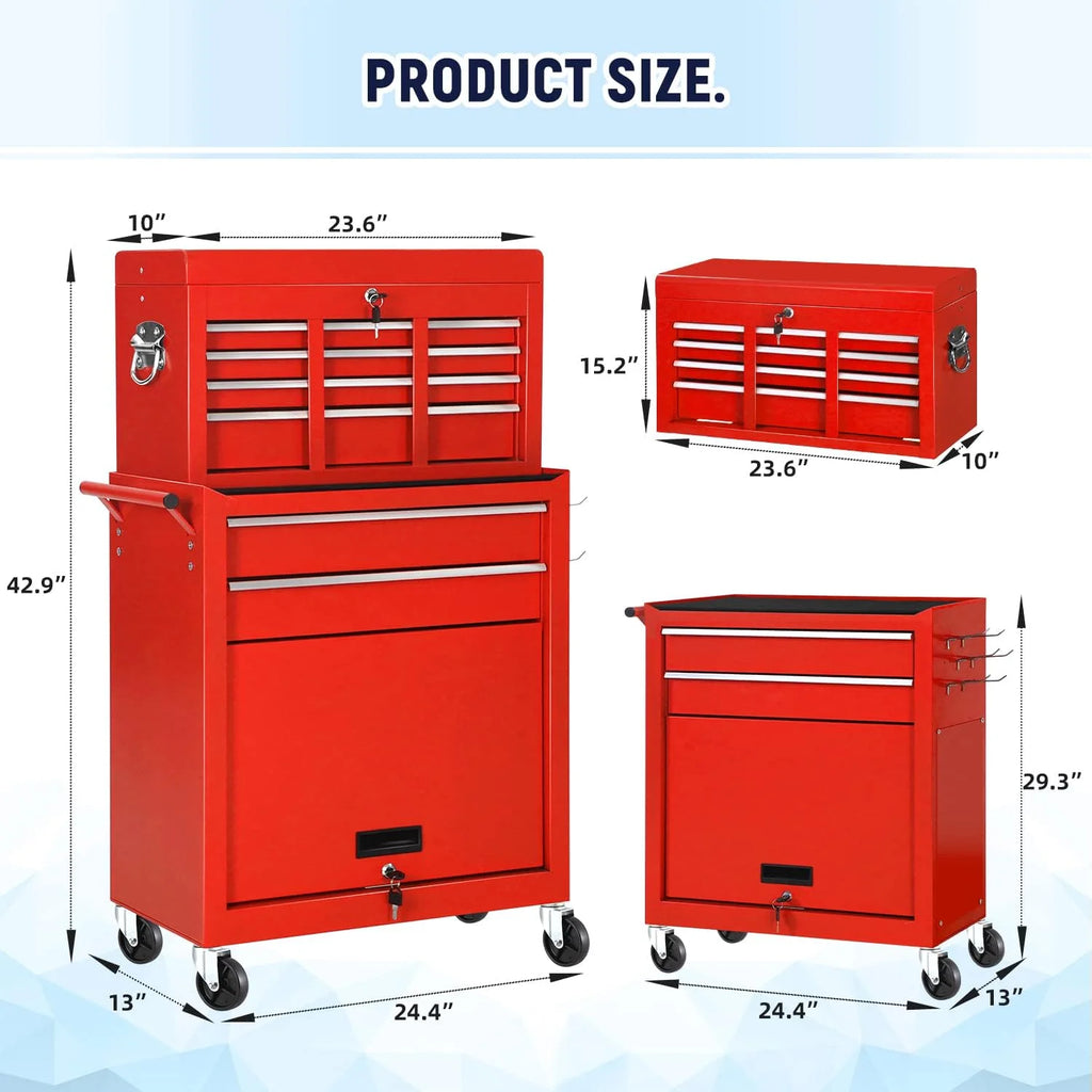 Black 8 Drawer Rolling Metal Tool Chest L15523