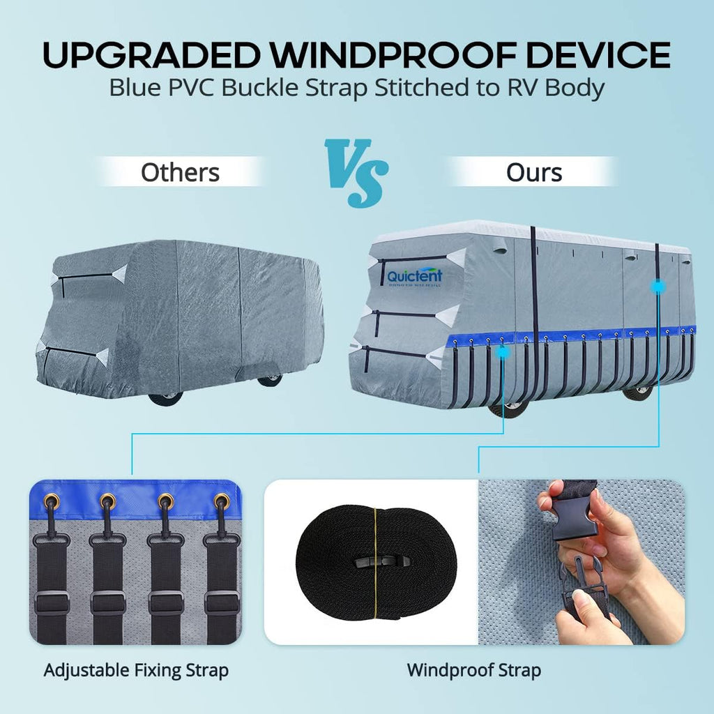 RV Cover, 6-ply Camper Cover, Fits 23-26Ft Motorhome, Breathable Waterproof Rip-Stop Anti-UV with 2 Windproof Straps, 4 Tire Covers T2544