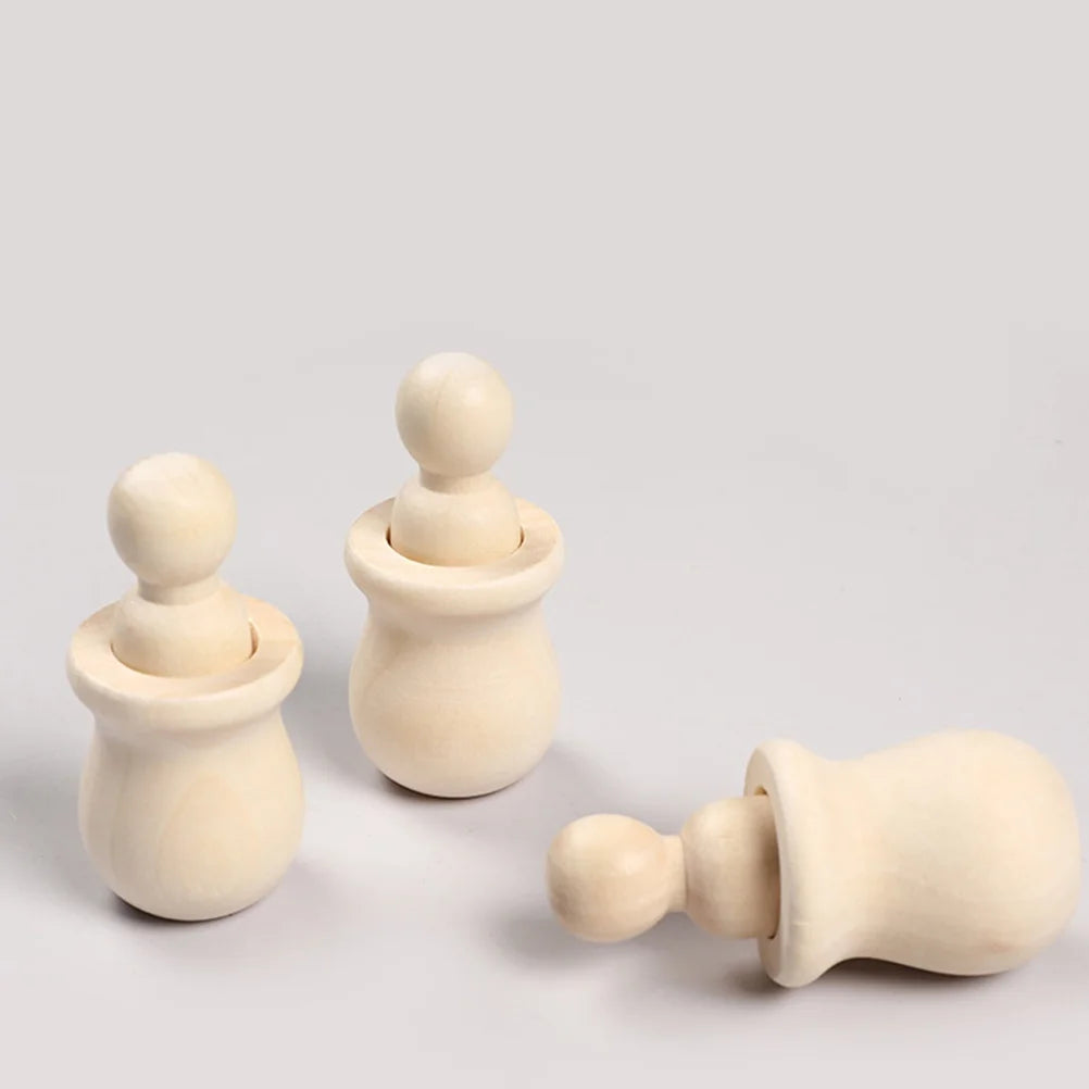 20pcs Unfinished Wood Peg Dolls with Nesting Cases K701285