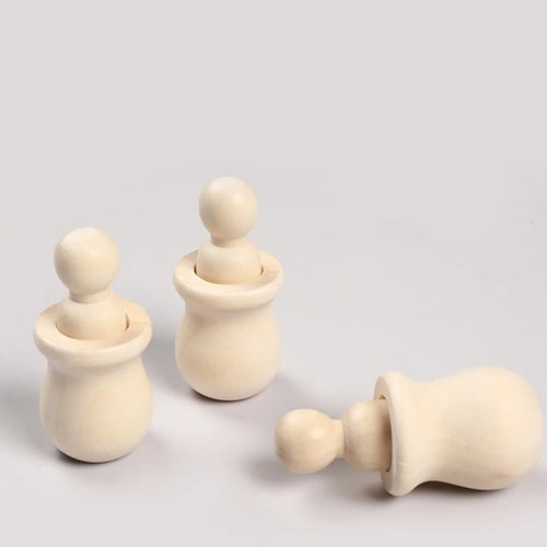 20pcs Unfinished Wood Peg Dolls with Nesting Cases K701285