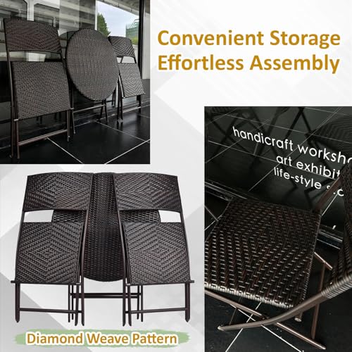 3 Pieces PE Wicker Rattan Folding Bistro Set V45002