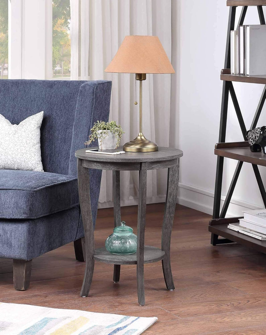 White Round End Table G3088