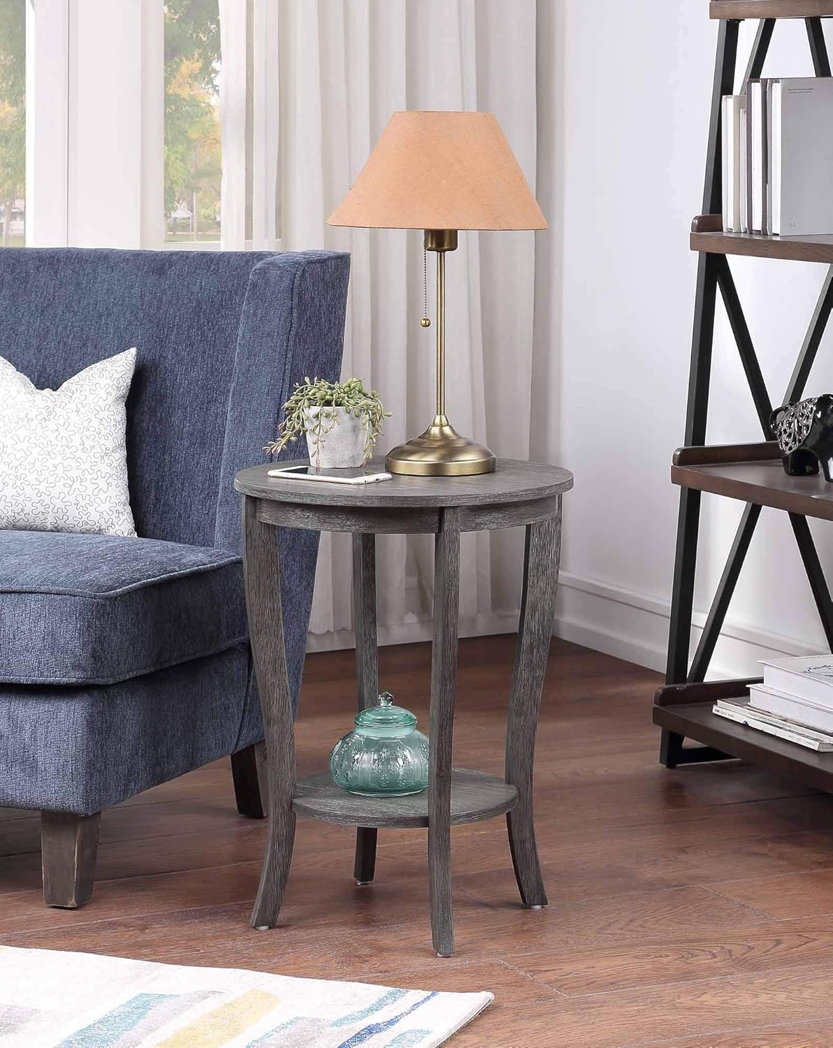 White Round End Table G3088