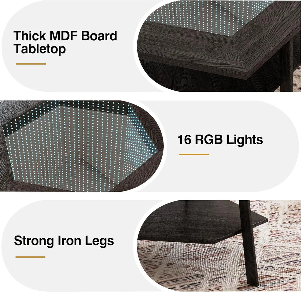 Coffee Table with LED Light and Glass Top I2842