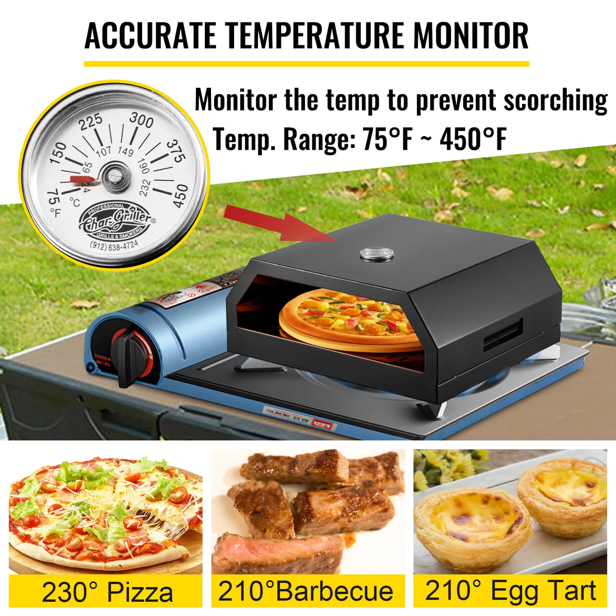 Stainless Steel Outdoor Pizza Oven with 12 Pizza Stone and Baking Tools T9711
