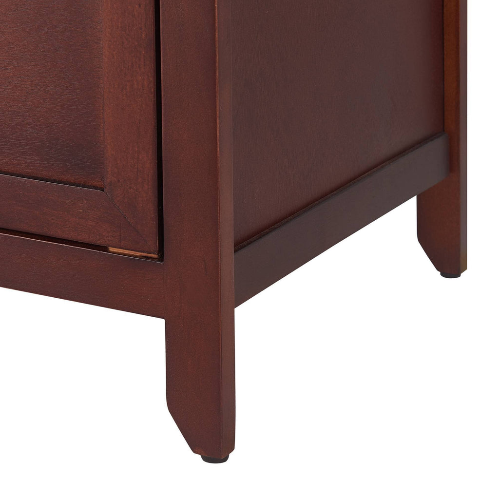 Walnut Side Table with Drawer and Storage Cabinet O892403