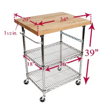 3 Tier Gourmet Cart with Maple Butcher Block Top F784133