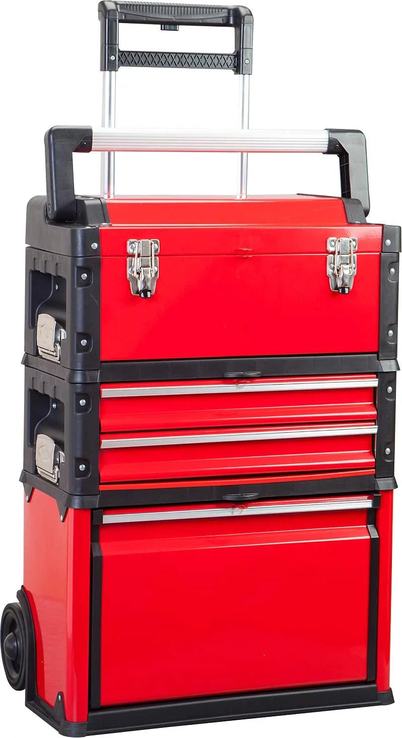 Red Rolling Tool Chest with Wheels 3 Drawers W3118