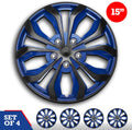 15 Set of 4 Blue and Black Automotive Wheel Hubcap J411814