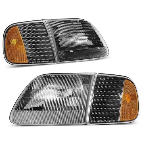 LED Tube Headlights Assembly with Black Housing Clear Reflector Pair R26612