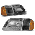 LED Tube Headlights Assembly with Black Housing Clear Reflector Pair R26612