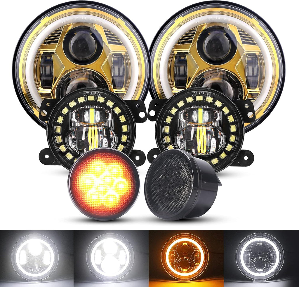 7'' LED Headlights, 4'' LED Fog Lights, Yellow LED Turn Signal Light Y6500