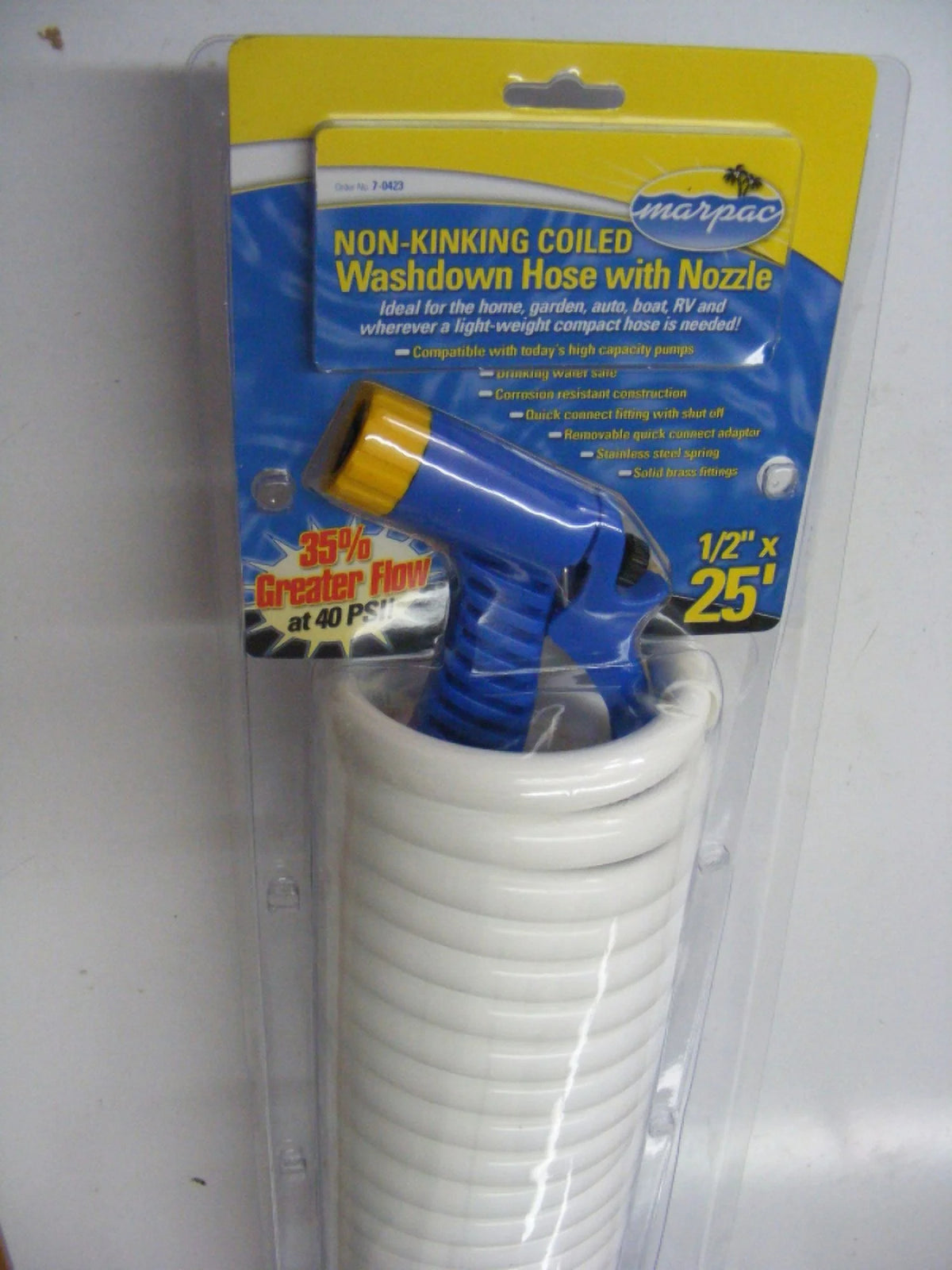 Coiled Washdown Hose with Quick Conn Nozzle 1/2"x25' P893653