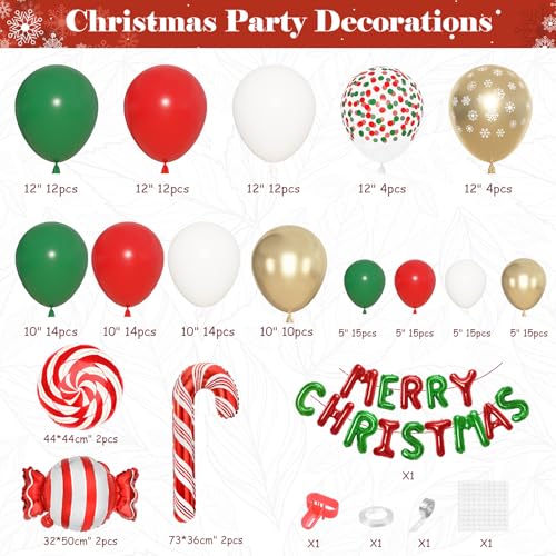 180 Pcs Christmas Balloon Arch Garland Kit W3104