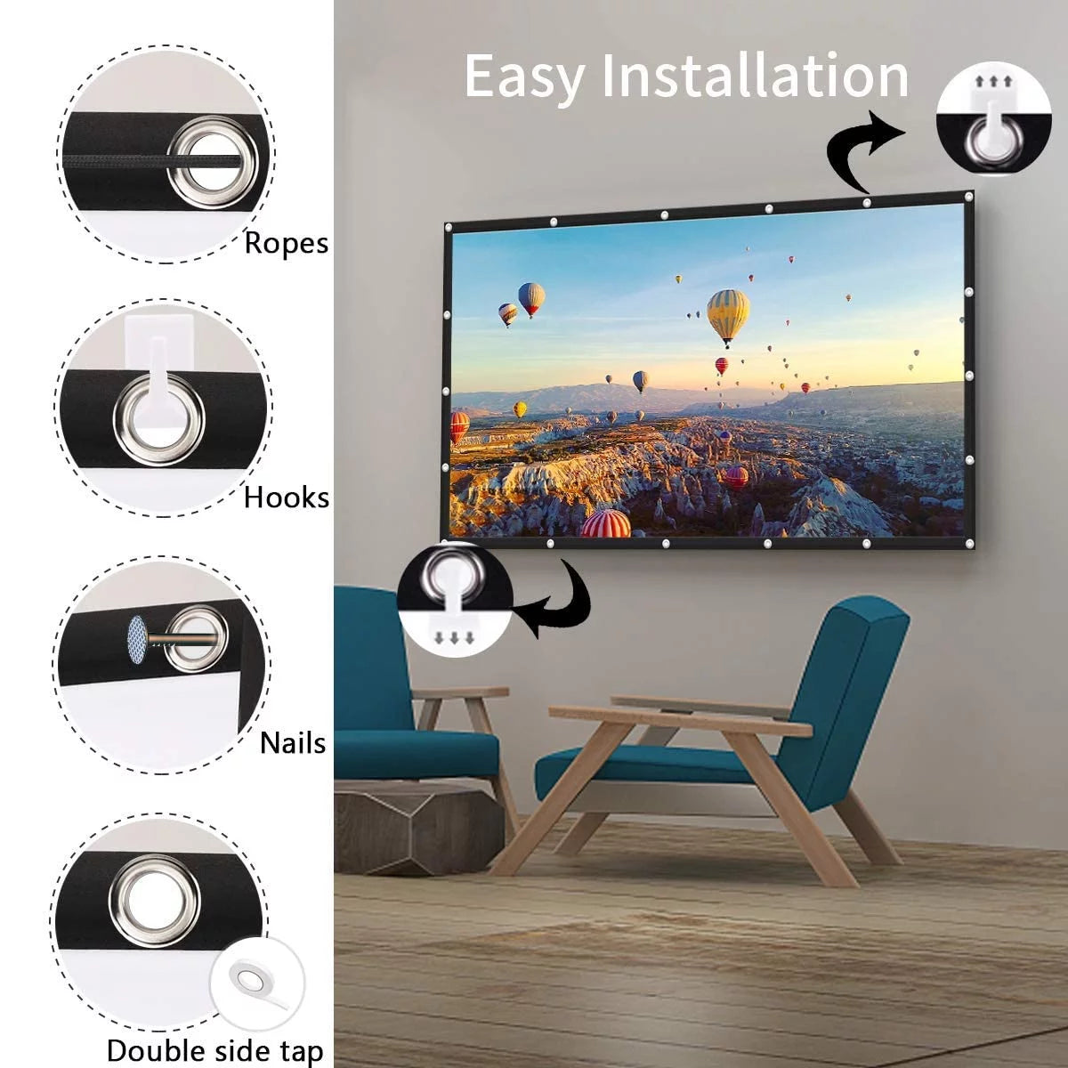 120 inch 16:9 HD Foldable Anti-Crease Portable Projector Screen M508