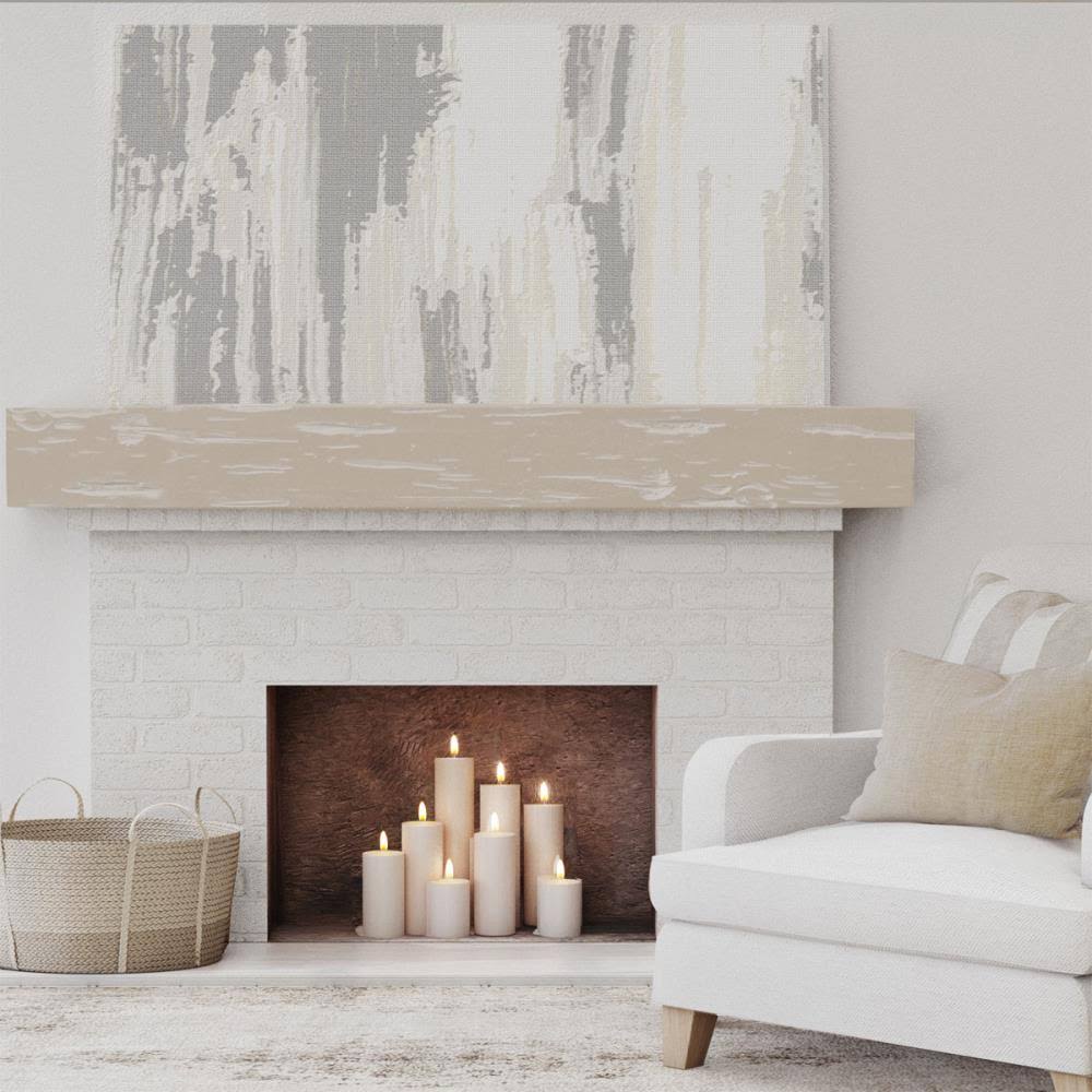White Washed Faux Wood Fireplace Mantel H4509