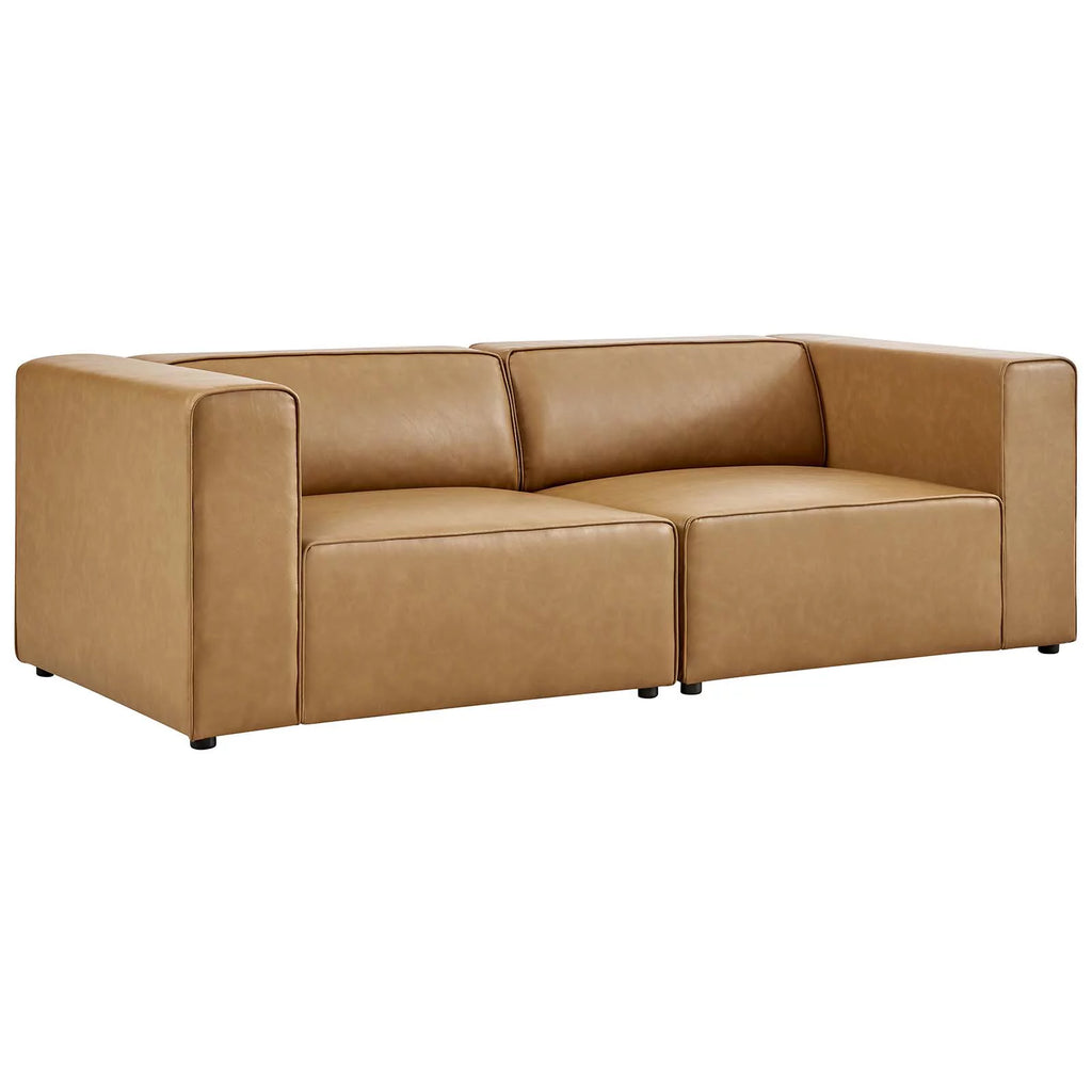 Tan Vegan Leather 2-Piece Sectional Sofa D16042