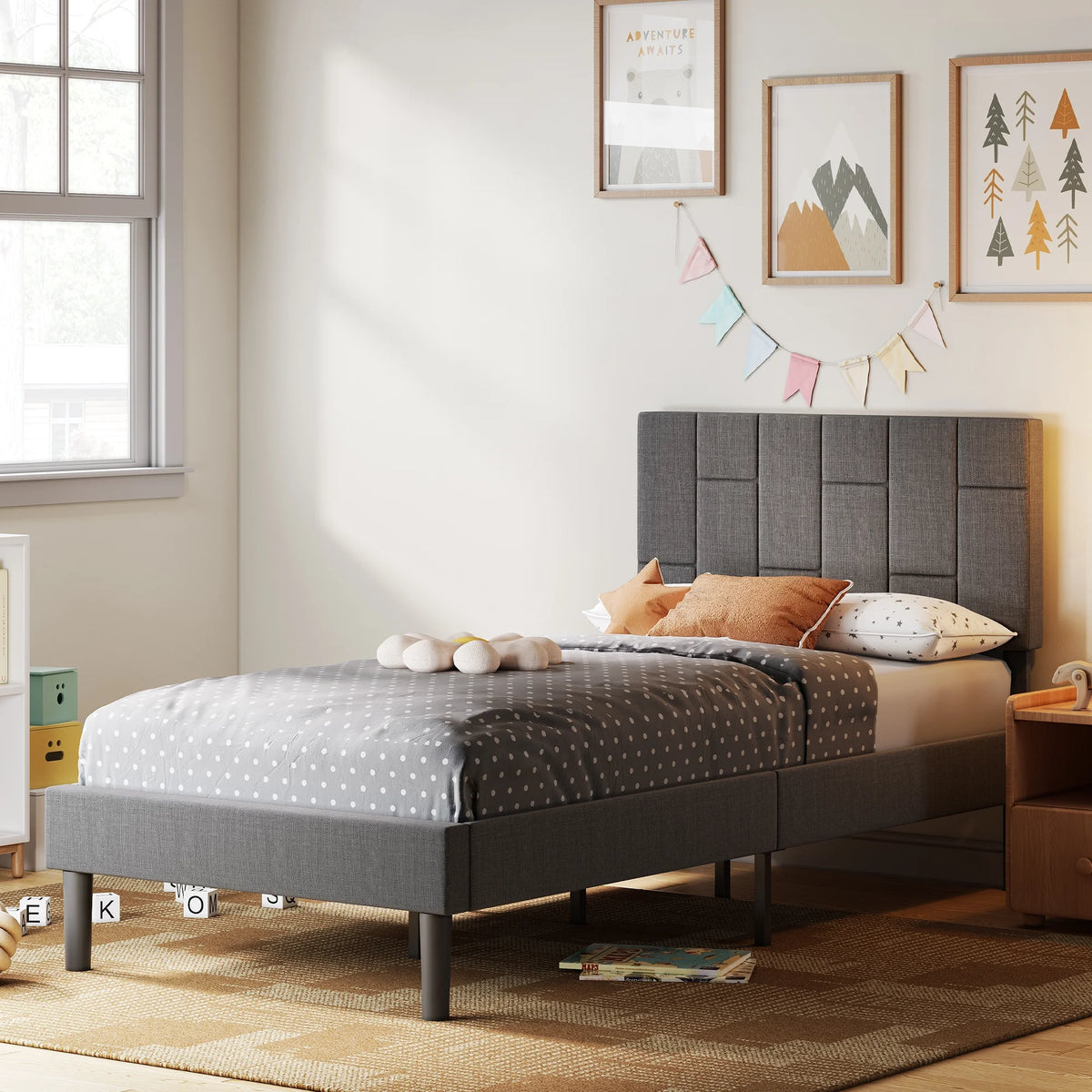 Twin Bed Frame with Upholstered Headboard Z995124