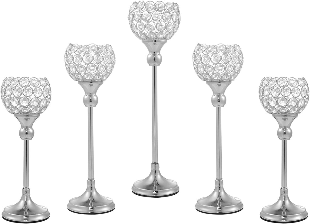 Sliver Crystal Candle Holder, 5Pcs E51190