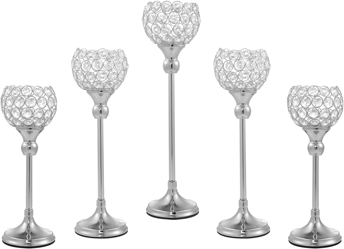 Sliver Crystal Candle Holder, 5Pcs E51190