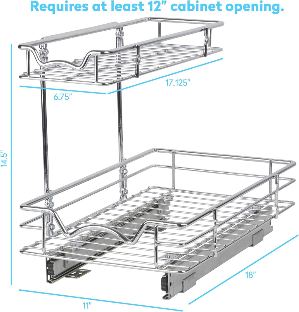 Under Sink Pull-Out Sliding Shelf Organizer, Chrome S723394