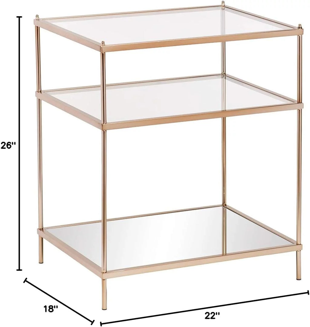 Mirrored 3-Tier Side Table X9553