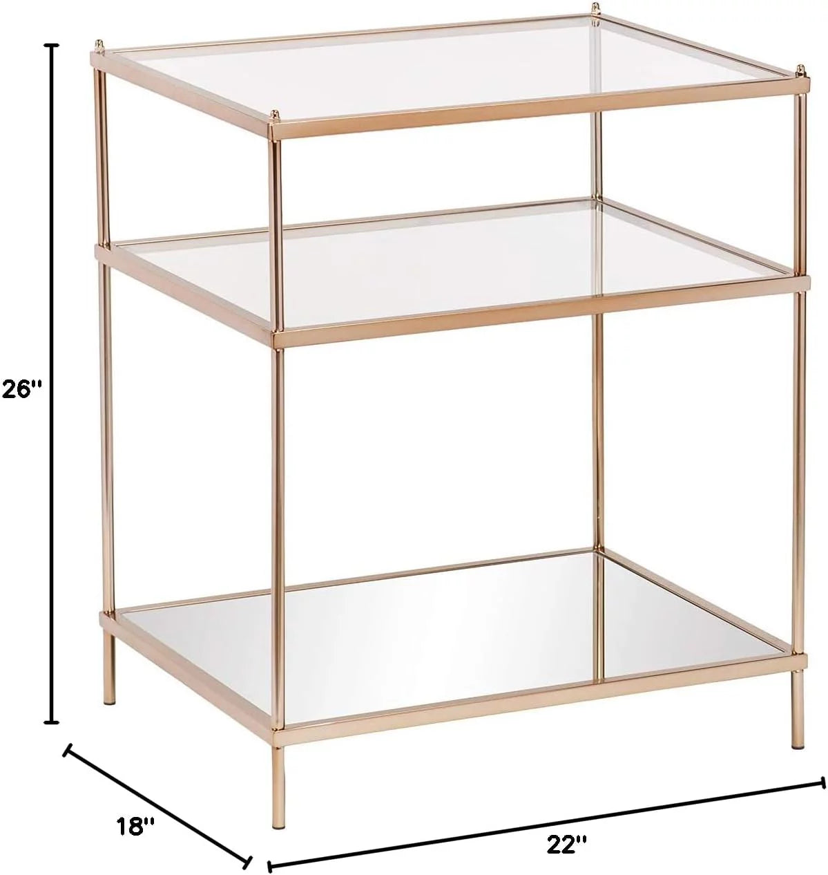 Mirrored 3-Tier Side Table X9553