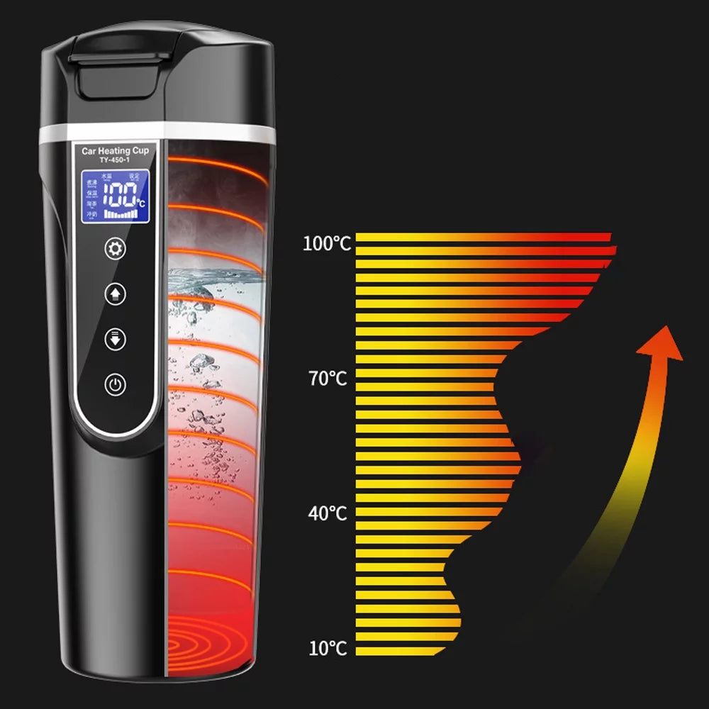 12V 24V Heated Water Cup Electric Kettle LCD Display N42829