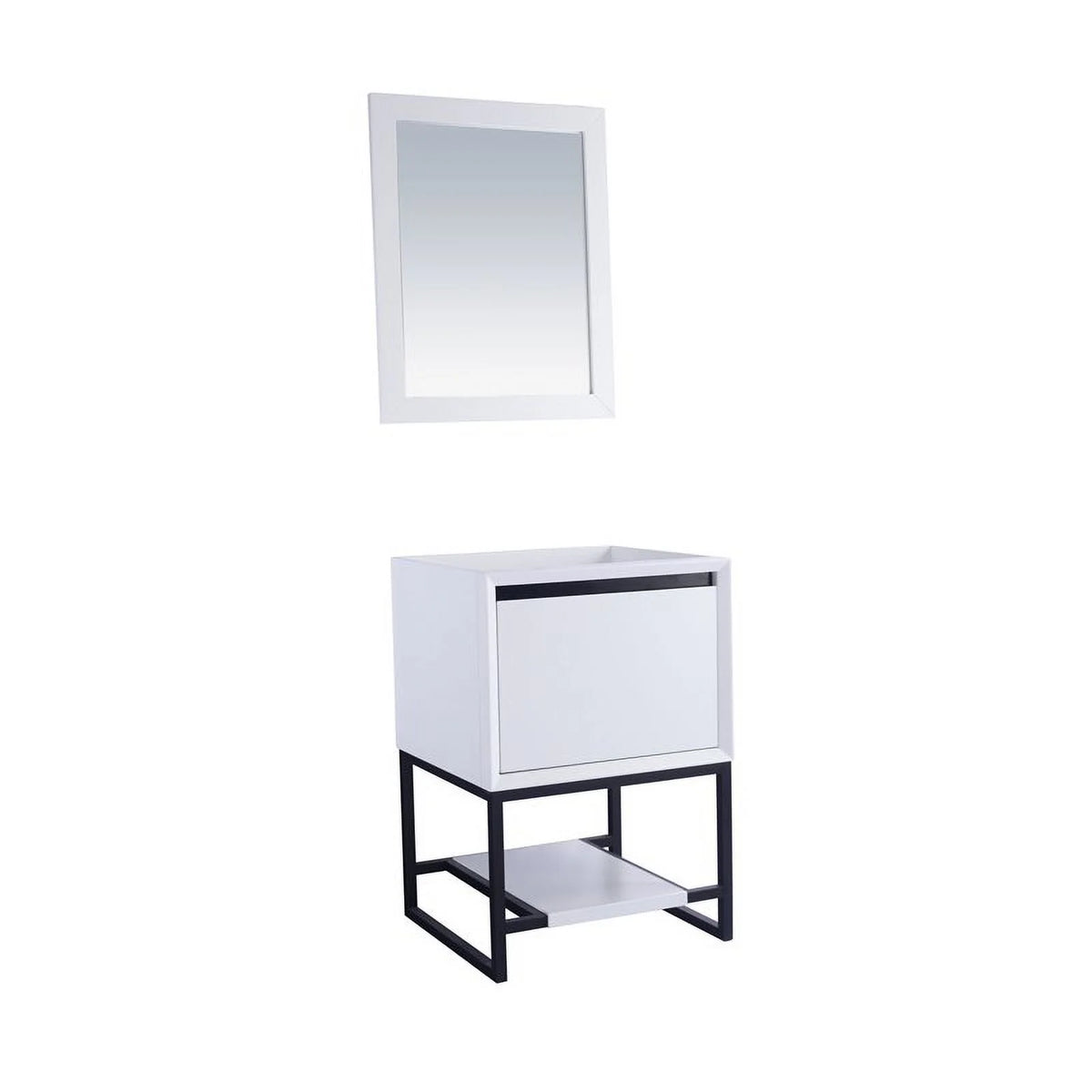 24" Oak Wood and Stainless Steel Cabinet in White F16057