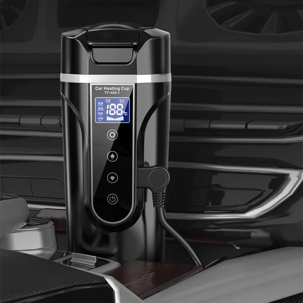 12V 24V Heated Water Cup Electric Kettle LCD Display N42829