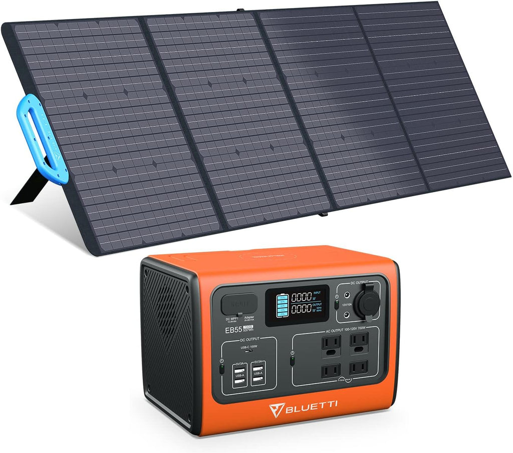 Portable Power Station 537Wh 700W with 200W Solar Panel, LiFePo4 Battery Pack with 4 AC Outlets A264