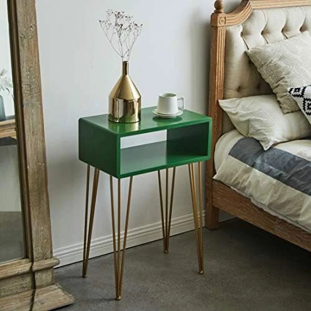 Tall Nightstand End Table Bedside Table Metal Hairpin Leg Grey Black X786116