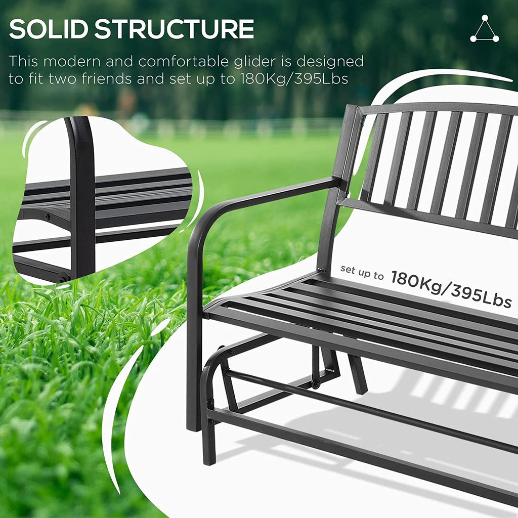 Black Patio Glider Bench R79948