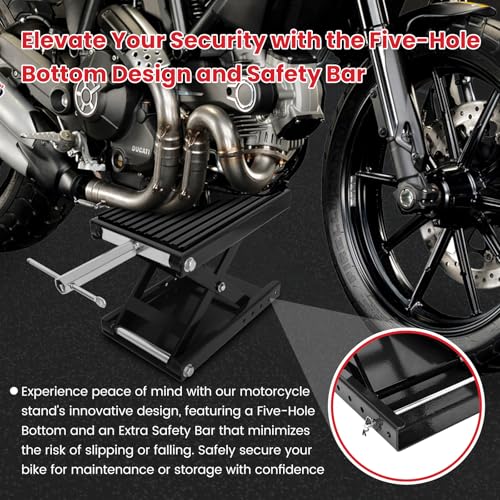 Motorcycle Jack with Rubber Pad, Carbon Steel Center Stand I494