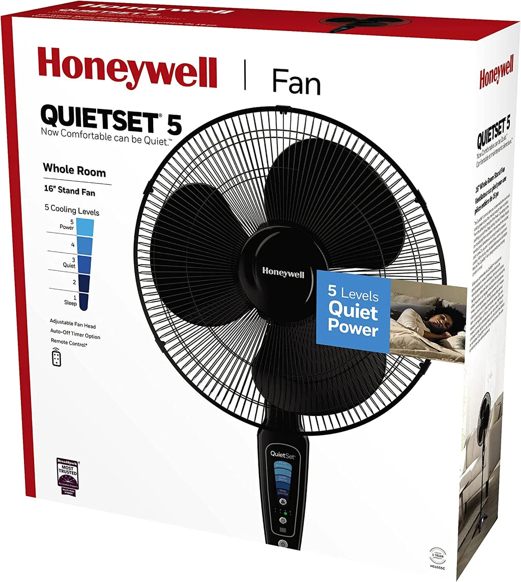 16'' 5-speed Stand Fan with Timer and Remote Control, White T3476