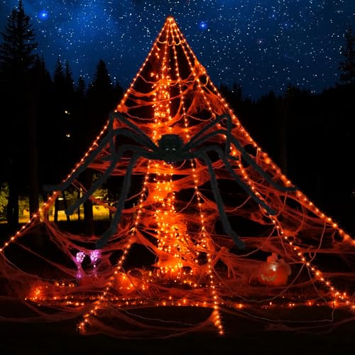 250 LED Purple Spider Web Lights with 8 Modes X9541