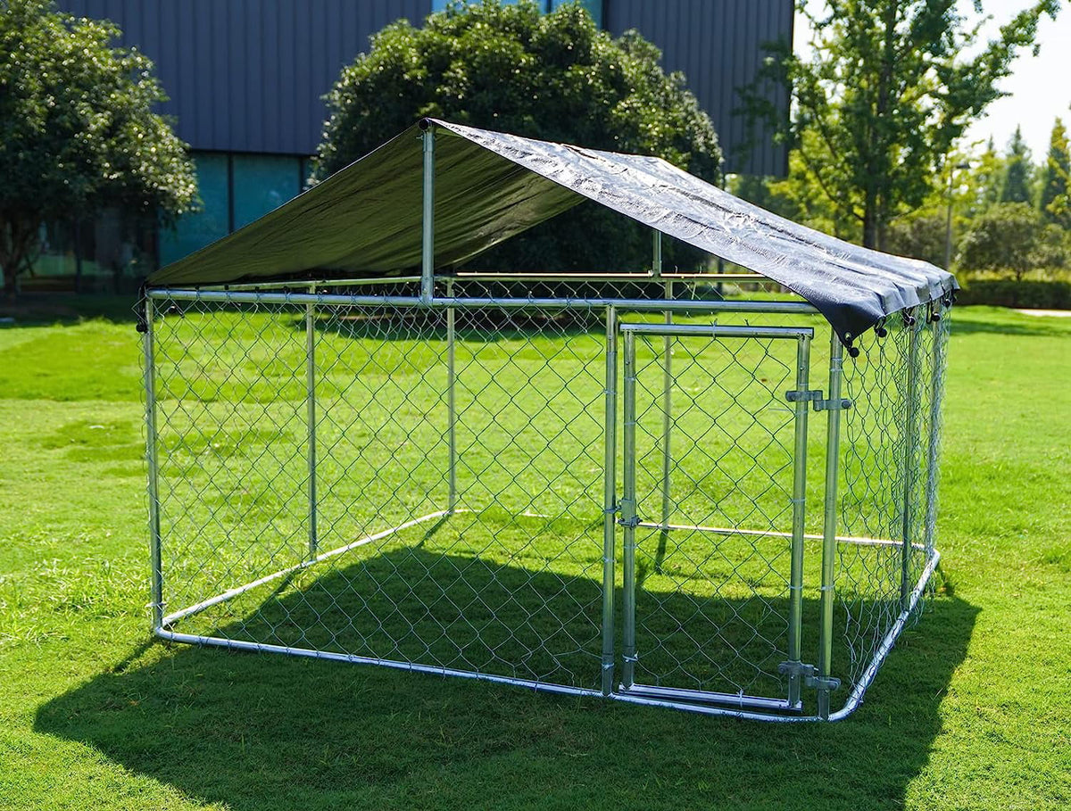 Heavy Duty Outdoor Dog Kennel with Black UV & Water Resistant Cover B15104