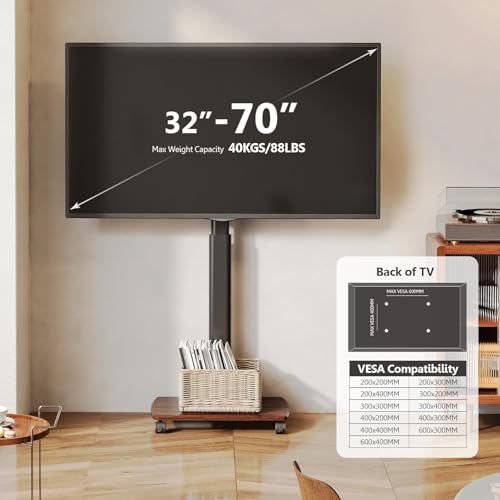 Rolling TV Stand for 32 to 65 Inch TVs with Swivel Mount A472
