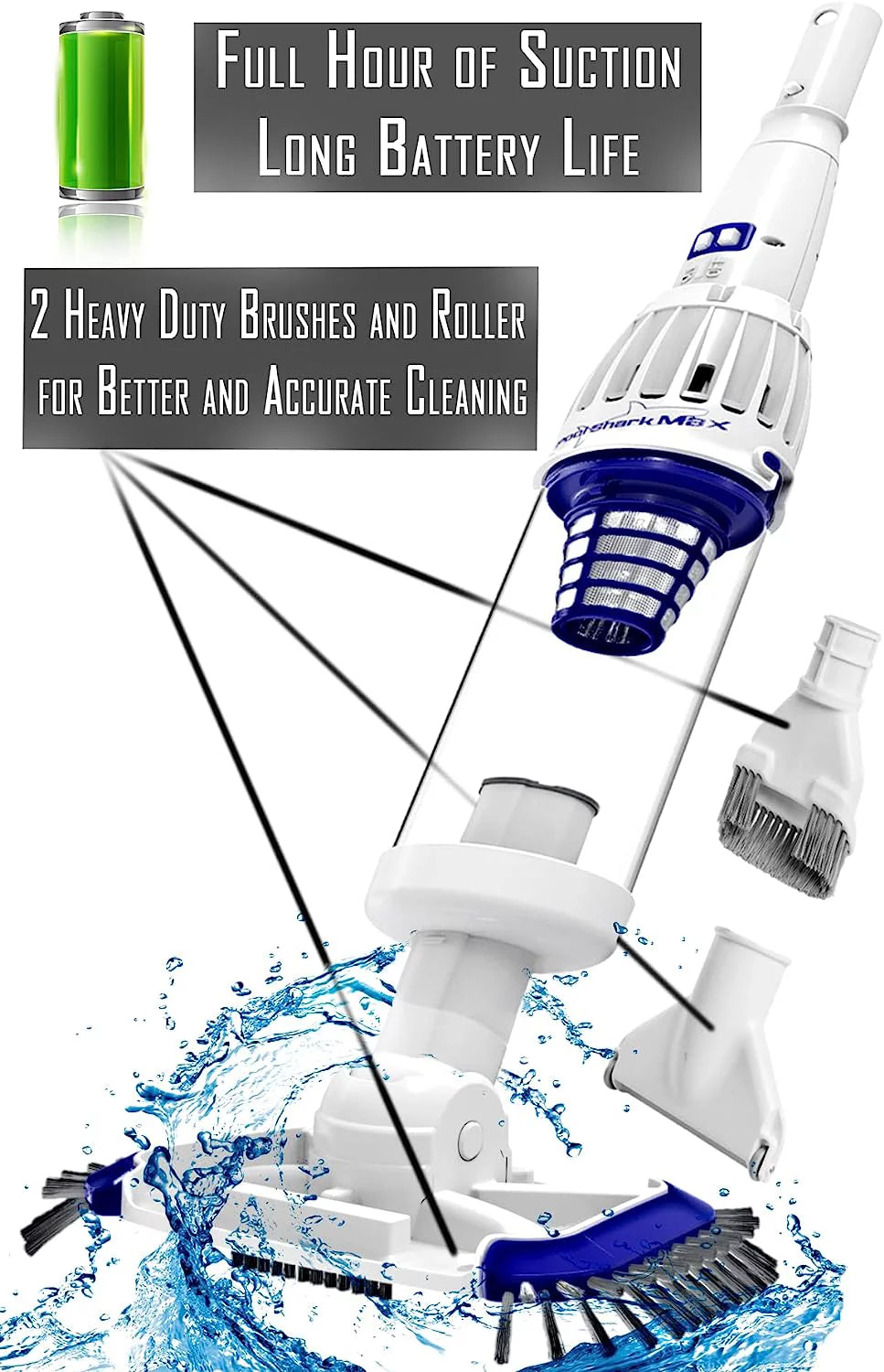 Cordless Rechargeable Pool Vacuum with Roller and Brushes P48843