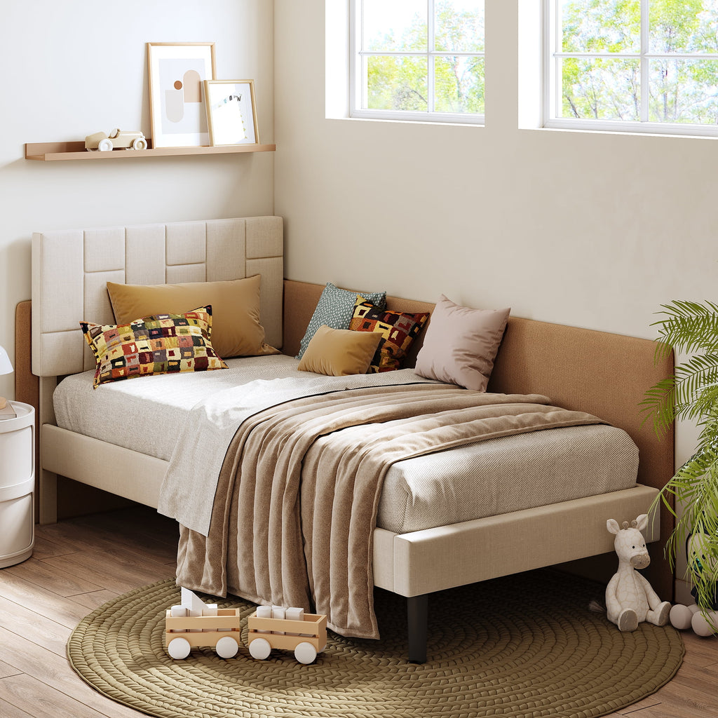 Twin Bed Frame with Upholstered Headboard Z995124