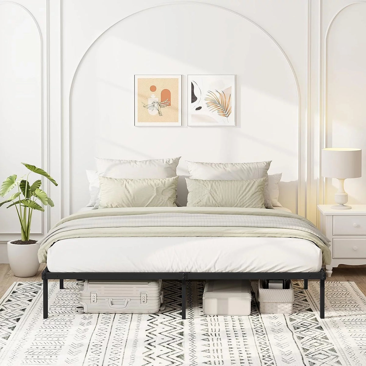King Size Black Metal Platform Bed Frame N689218