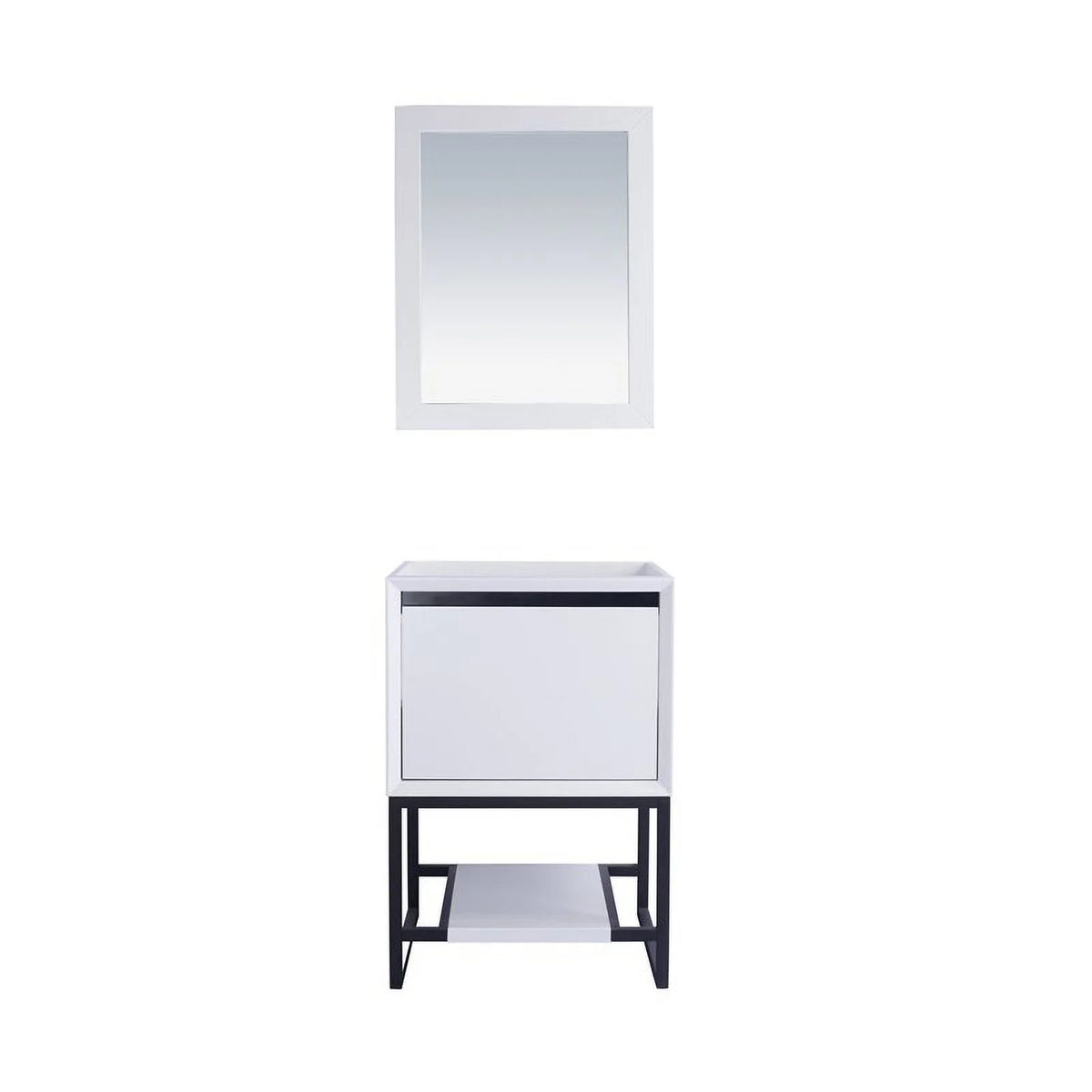 24" Oak Wood and Stainless Steel Cabinet in White F16057