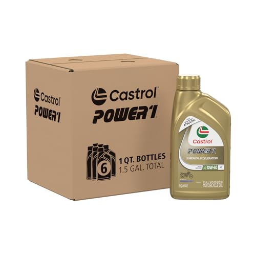 10W-40 Full Synthetic Motorcycle Oil, 1 Quart, Pack of 6 D833793