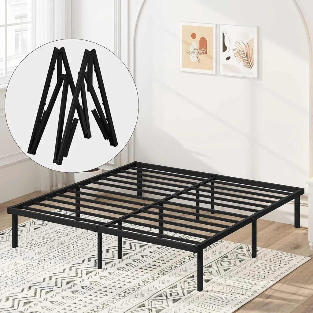King Size Black Metal Platform Bed Frame N689218