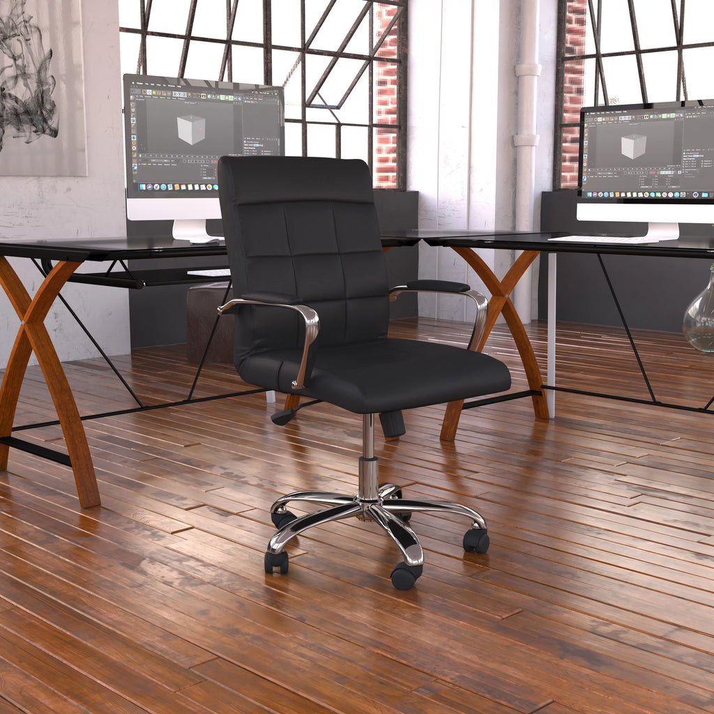 Pink Vinyl Mid-back Swivel Office Chair W693